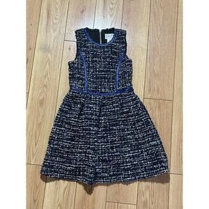 Blush by US Angels Boucle Dress Black/White with Blue Trim - Girls Size 8